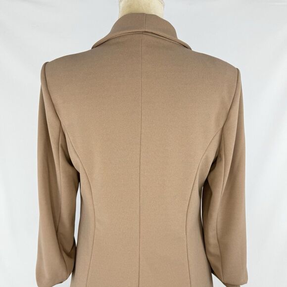 New Fashion Nova Blazer Women Size L Brown Open Front Collared 3/4 Sleeve - Picture 7 of 16